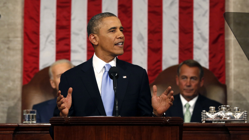 President Barack Obama delivers the State of Union address before a joint session of Congress in the House chamber Tuesday, Jan. 28, 2014, in Washington. (AP Photo/Larry Downing, Pool)