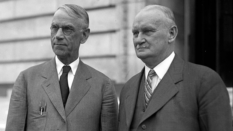 Smoot and Hawley standing together, April 11, 1929 (Photo from the Library of Congress)
