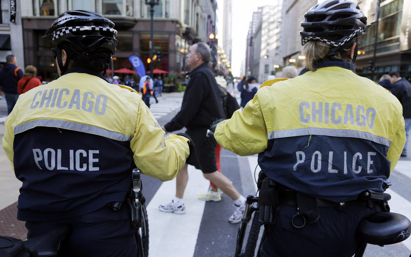 Chicago police officers patrol