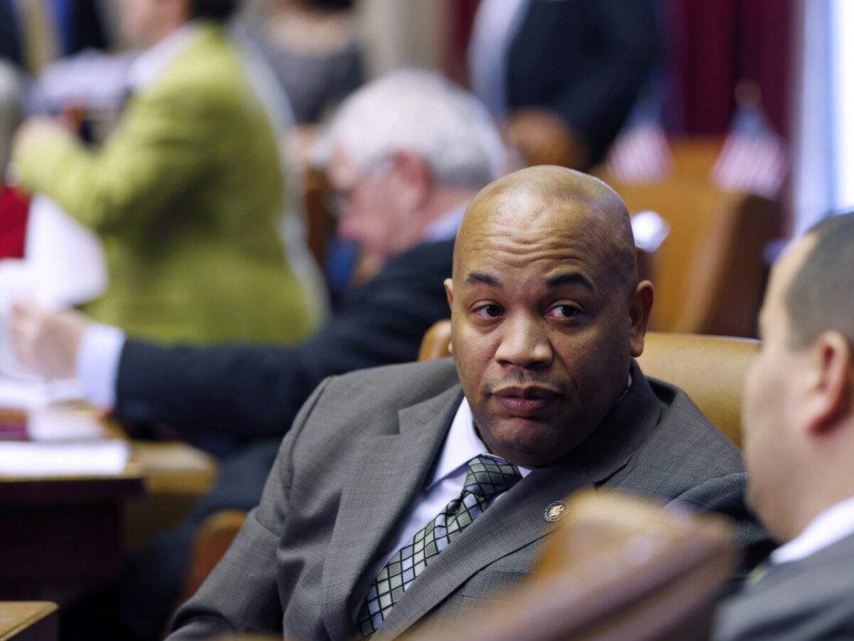 Assemblyman Carl Heastie, D-Bronx, a sponsor to raise the state's minimum wage, works in the Assembly Chamber at the state Capitol on Wednesday, Jan. 22, 2014, in Albany, N.Y. Minimum wage proposals are getting a maximum push from Democrats in statehouses around the nation this year. (AP Photo/Mike Groll)