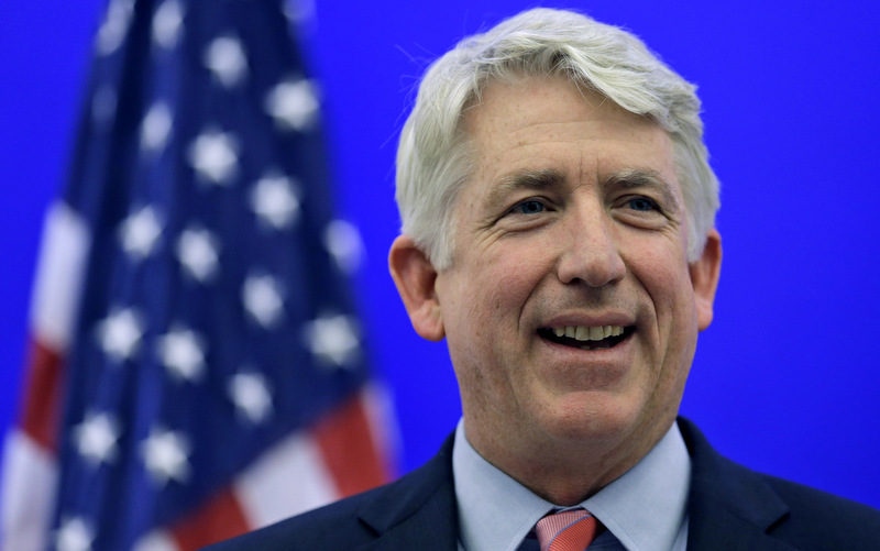 Virginia Attorney General-elect Mark Herring smiles during a news conference at the Capitol in Richmond, Va. A federal judge ruled Thursday, Feb. 13, 2014 that Virginia's ban on same-sex marriage is unconstitutional, making it the first state in the South to have its voter-approved prohibition overturned. (AP Photo/Steve Helber, File)