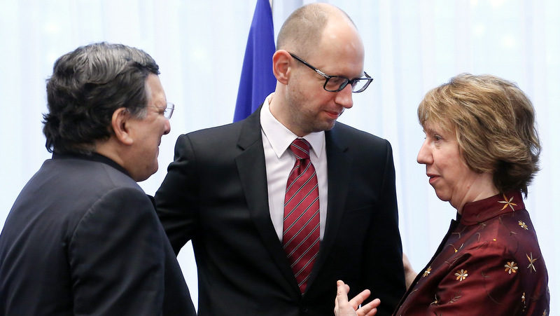 Arseniy Yatsenyuk, Catherine Ashton, Jose Manuel Barroso