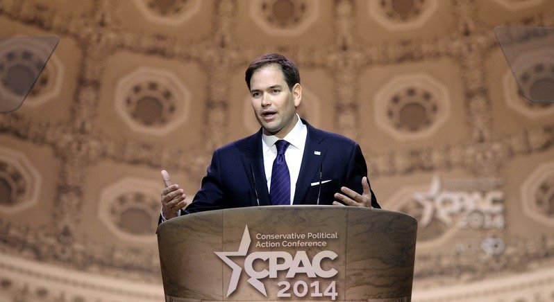 Sen. Marco Rubio, R-Fla. speaks at the Conservative Political Action Committee annual conference in National Harbor, Md., Thursday, March 6, 2014. Rubio said the US is the one nation that can rally people around the globe against the rise of totalitarian governments. (AP/Susan Walsh)