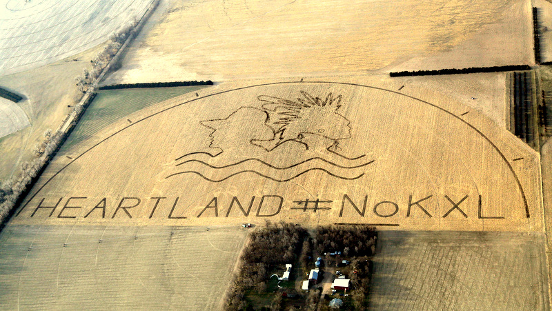 Crop art protest of the Keystone XL pipeline.
