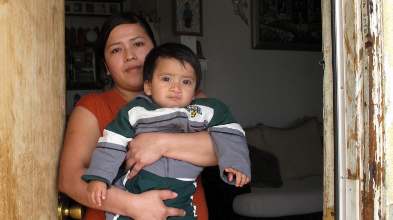 Daria Hernandez holds her twenty-month-old son, Ivan at her home Wednesday February, 3, 2010 in Kettleman City, Calif. Ivan has suffered through two surgeries to repair a cleft palate and his mother believes it is a birth defect because they live three miles downwind from the biggest hazardous waste landfill west of the Mississippi. (AP Photo/Tracie Cone)