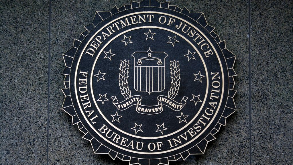 A sign for the Federal Bureau of Investigation (FBI) offices in Washington, DC.