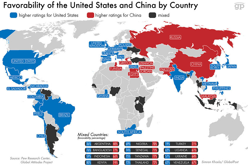 This Map Shows Which Countries Prefer China To The US