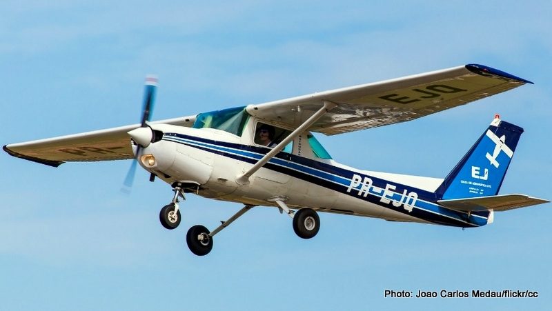 A Cessna airplane similar the ones being used by the dept. of justice perform surveillance missions across U.S. cities.