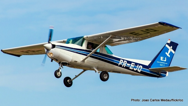 A Cessna airplane similar the ones being used by the dept. of justice perform surveillance missions across U.S. cities.  