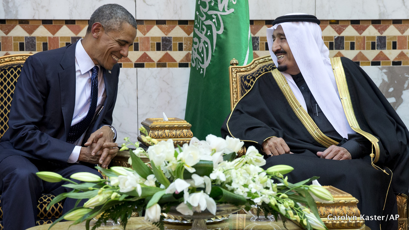 President Barack Obama meets new Saudi Arabian King Salman bin Abdul Aziz in Riyadh, Saudi Arabia, Tuesday, Jan. 27, 2015.