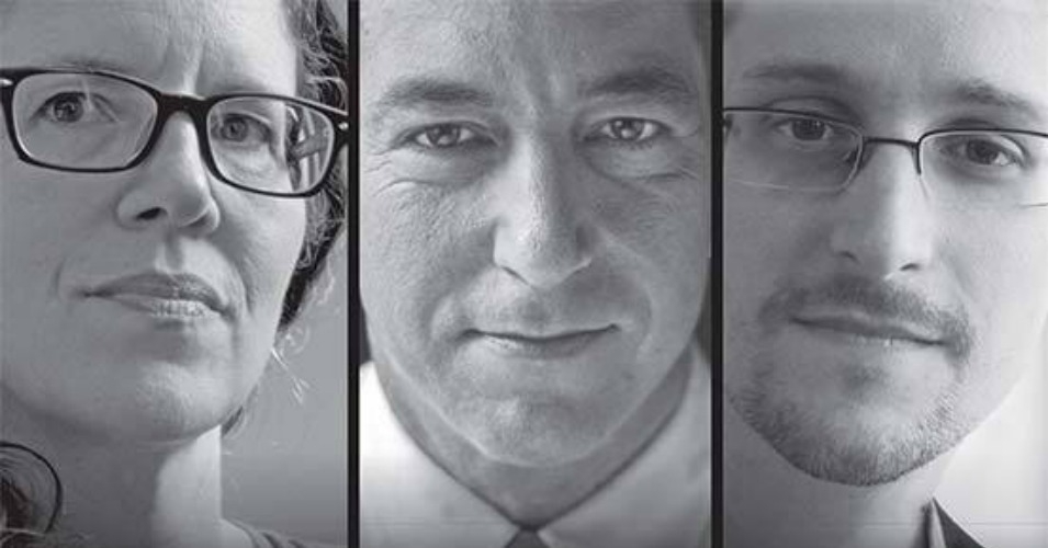 Laura Poitras, journalist Glenn Greenwald, and NSA whistleblower Edward Snowden.