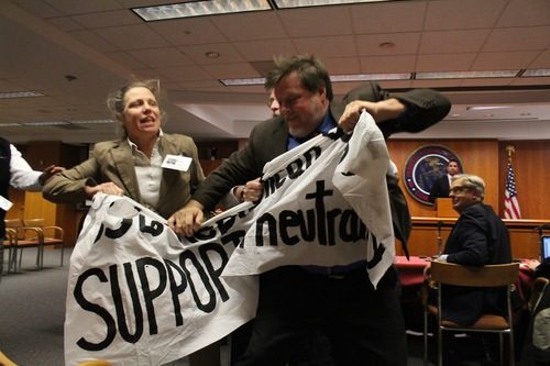 Net Neutrality Activists Bodyslammed, Dragged From Republican FCC Commissioner Press Conference