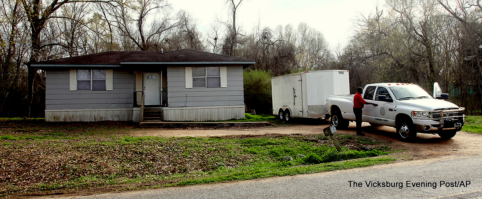 A home in Port Gibson, Miss., where authorities were investigating the hanging death of a black man in the neighboring woods.