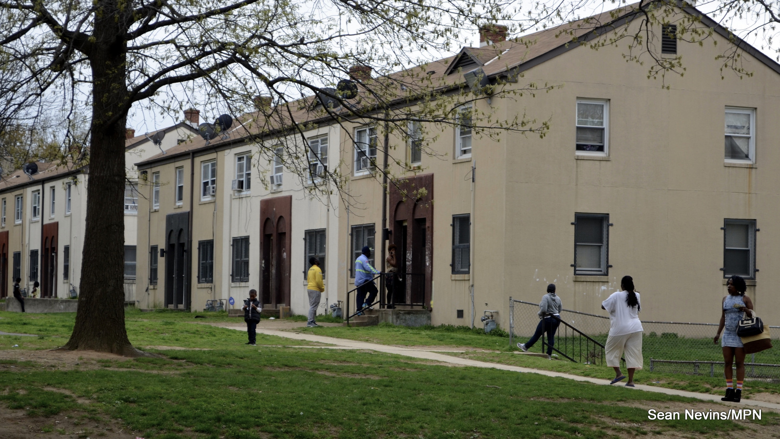 A row of townhomes in Barry Farm housing project, Washington DC.