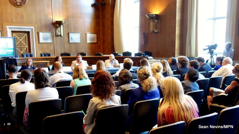 Audience in Congress for the Environmental and Energy Study Institute (EESI) briefing on the Isle de Jean Charles Band of Biloxi-Chitimacha-Choctaw Indians.
