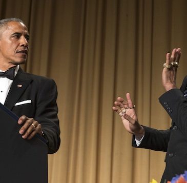 President Obama brings out actor Keegan-Michael Key from “Key & Peele” to play “Luther, President Obama’s anger translator” during his remarks at White House Correspondents’ dinner Saturday night.