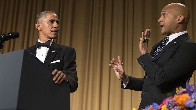 President Obama brings out actor Keegan-Michael Key from “Key & Peele” to play “Luther, President Obama’s anger translator” during his remarks at White House Correspondents’ dinner Saturday night.