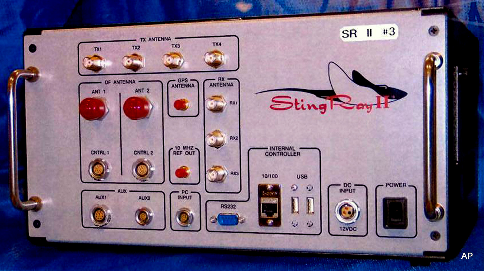 This undated handout photo provided by the U.S. Patent and Trademark Office shows the StingRay II, manufactured by Harris Corporation, of Melbourne, Fla., a cellular site simulator used for surveillance purposes. A police officer testified Wednesday, April 8, 2015, that the Baltimore Police Department has used Hailstorm, a upgraded version of the StringRay surveillance device, 4,300 times and believes it is under orders by the U.S. government to withhold evidence from criminal trials and ignore subpoenas in cases where the device is used. 