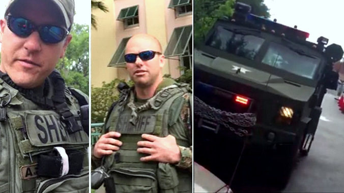 VIDEO: Navy Vet Pulled Over By SWAT Cops In Full Camo, Driving Armored Personnel Carrier