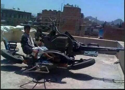 A Houthi artillery position on the outskirts of Sana'a. March 28, 2015.  (Photo: Mohammed Al Bukhaiti)