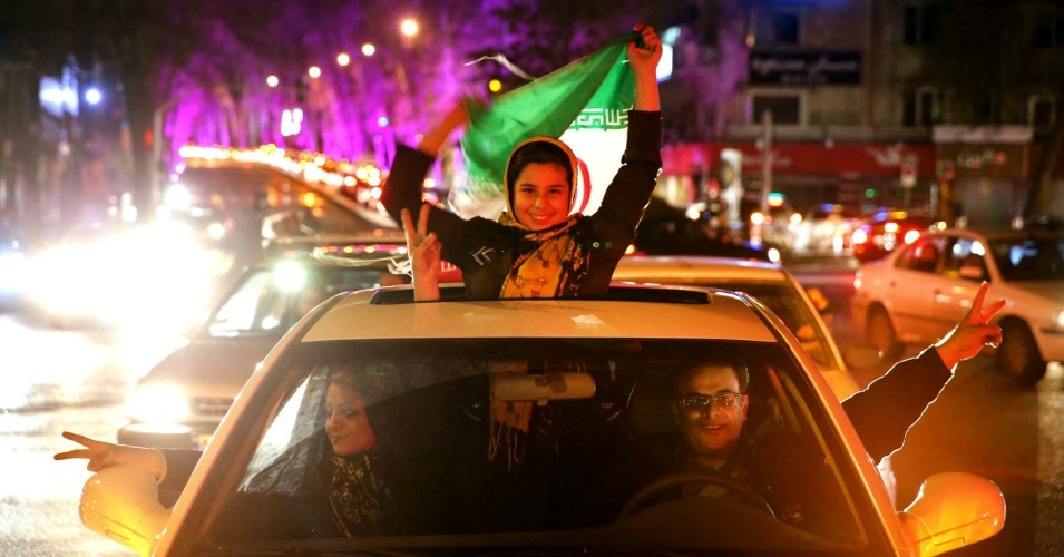 Iranians celebrate on a street in northern Tehran, Iran, Thursday, April 2. (Photo: AP/Ebrahim Noroozi)
