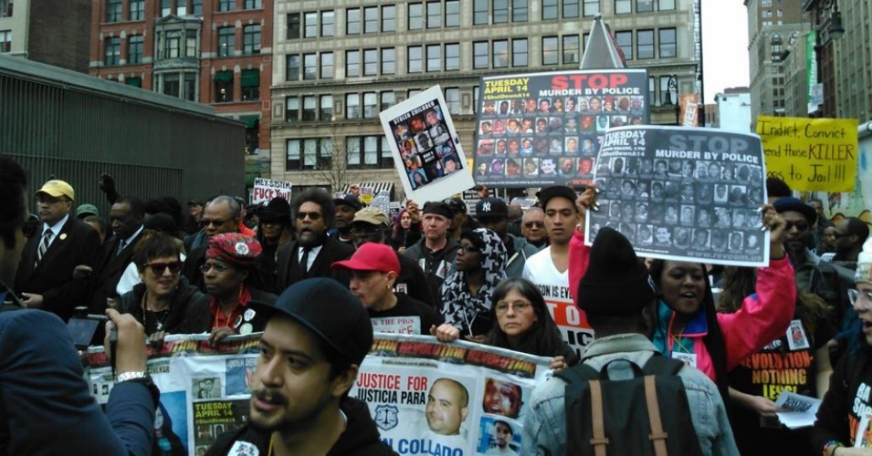 "After a winter of murder after murder, video upon video, passivity has been cracked," declared protest organizer Carl Dix in New York City on April 14, 2015. (Photo: Stop Mass Incarceration Network/ Twitter)