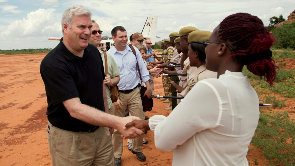 Tom Emmer greeted on a 2015 trip to Africa that has the GOP congressman reconsidering his earlier stance on foreign aid.