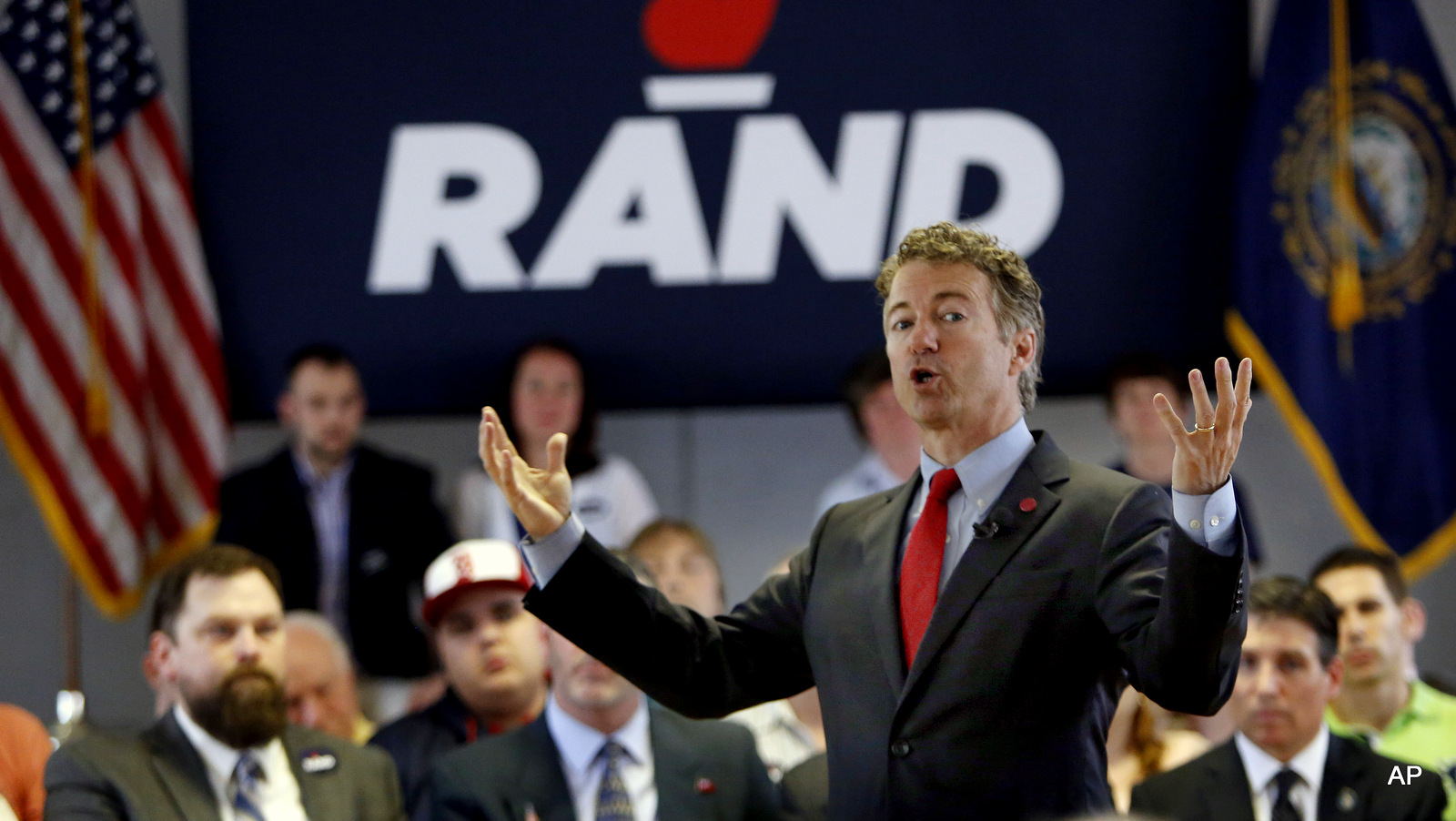 Republican presidential candidate, Sen. Rand Paul, R-Ky. speaks during a town hall meeting at the Loins Club hall with area residents, Monday, May 11, 2015, in Londonderry, N.H. 