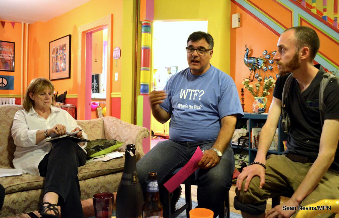 John Kiriakou, former CIA analyst and operations officer, talks at Code Pink’s Pink House in Washington DC on May 20 in support of activists writing letters to political prisoners, who were incarcerated for whistleblowing and other activities.