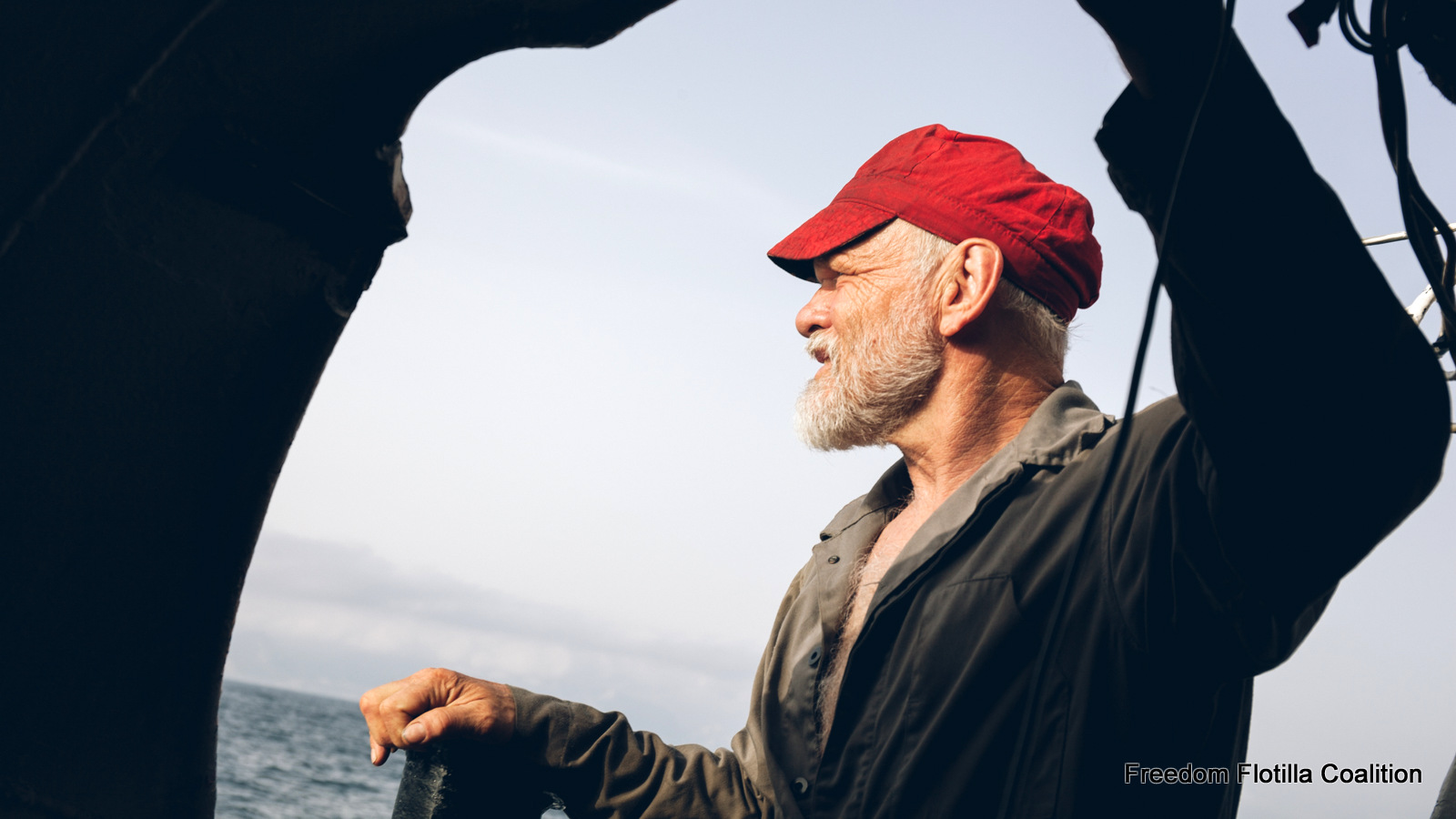 Kevin Neish sailing aboard the Marianne Freedom Flotilla III.