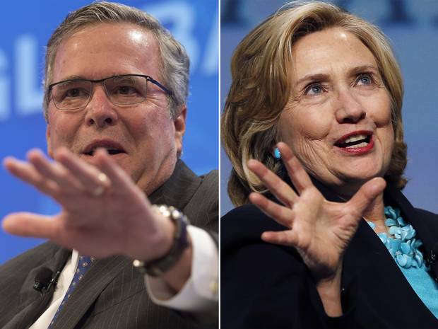 Jeb Bush and Hillary Clinton (file photo)