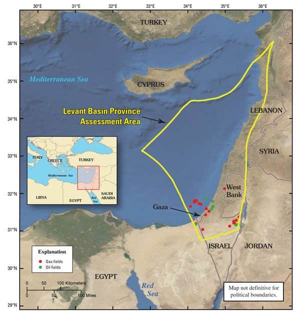 Levant oil and gas assessment area map
