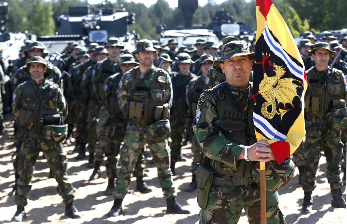 Portugal's soldiers attend an opening ceremony of military exercise 'Saber Strike