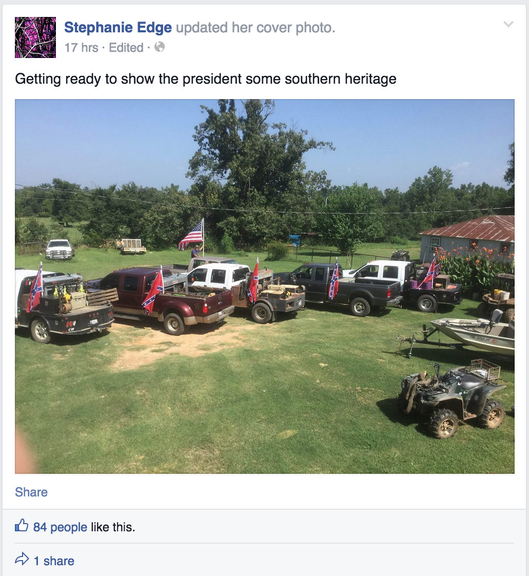 Oklahoma Greets Obama With Confederate Flags
