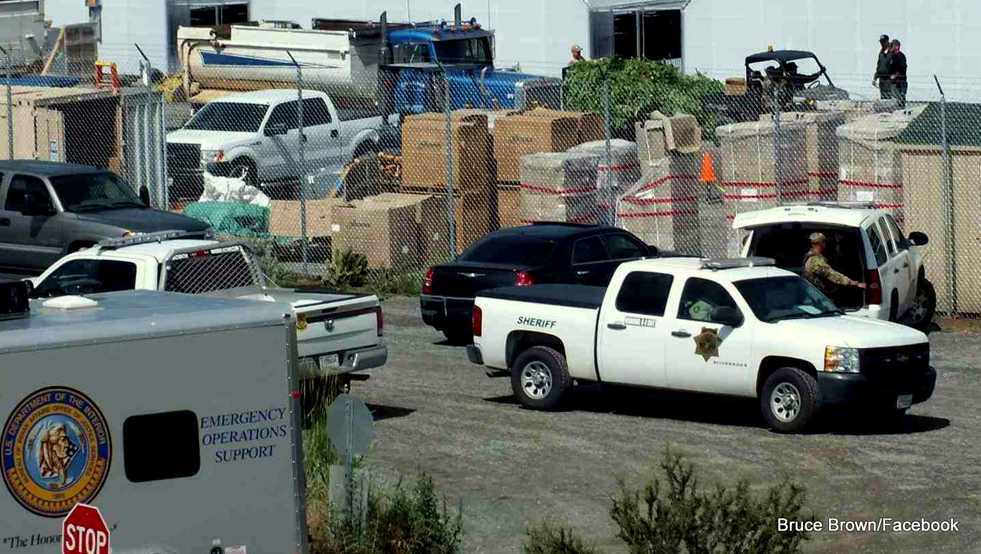 Federal and local authorities raided the marijuana farm on the XL Rancheria in California on July 8, 2015.