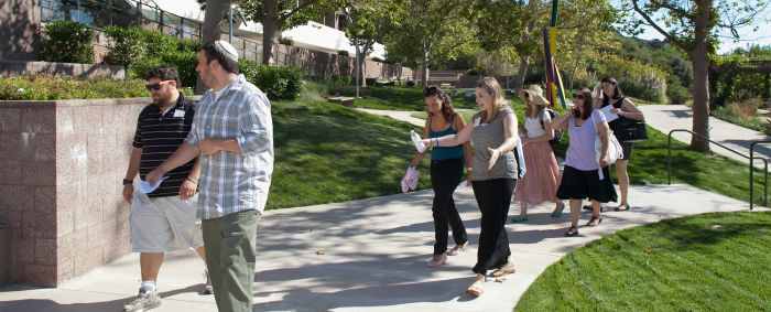 Prospective students tour the Michigan Jewish Institute.