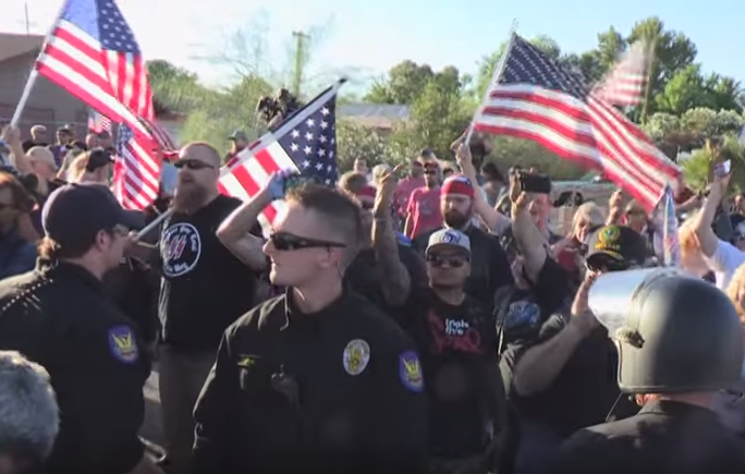 May 31 rally in Phoenix outside city's Islamic Center / Screen shot via video by Dennis Gilman