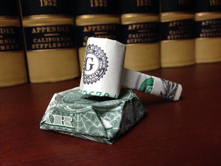 Judge's Gavel and Sound Block created and folded by Glenn Sapaden out of two dollar bills (Glenn Sapaden on Flickr)
