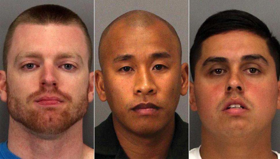 Santa Clara County correctional officers (L-R) Matthew Farris, Jereh Lubrin and Rafael Rodriguez were arrested in connection with the death of Michael James Tyree, an imate who died in custody.