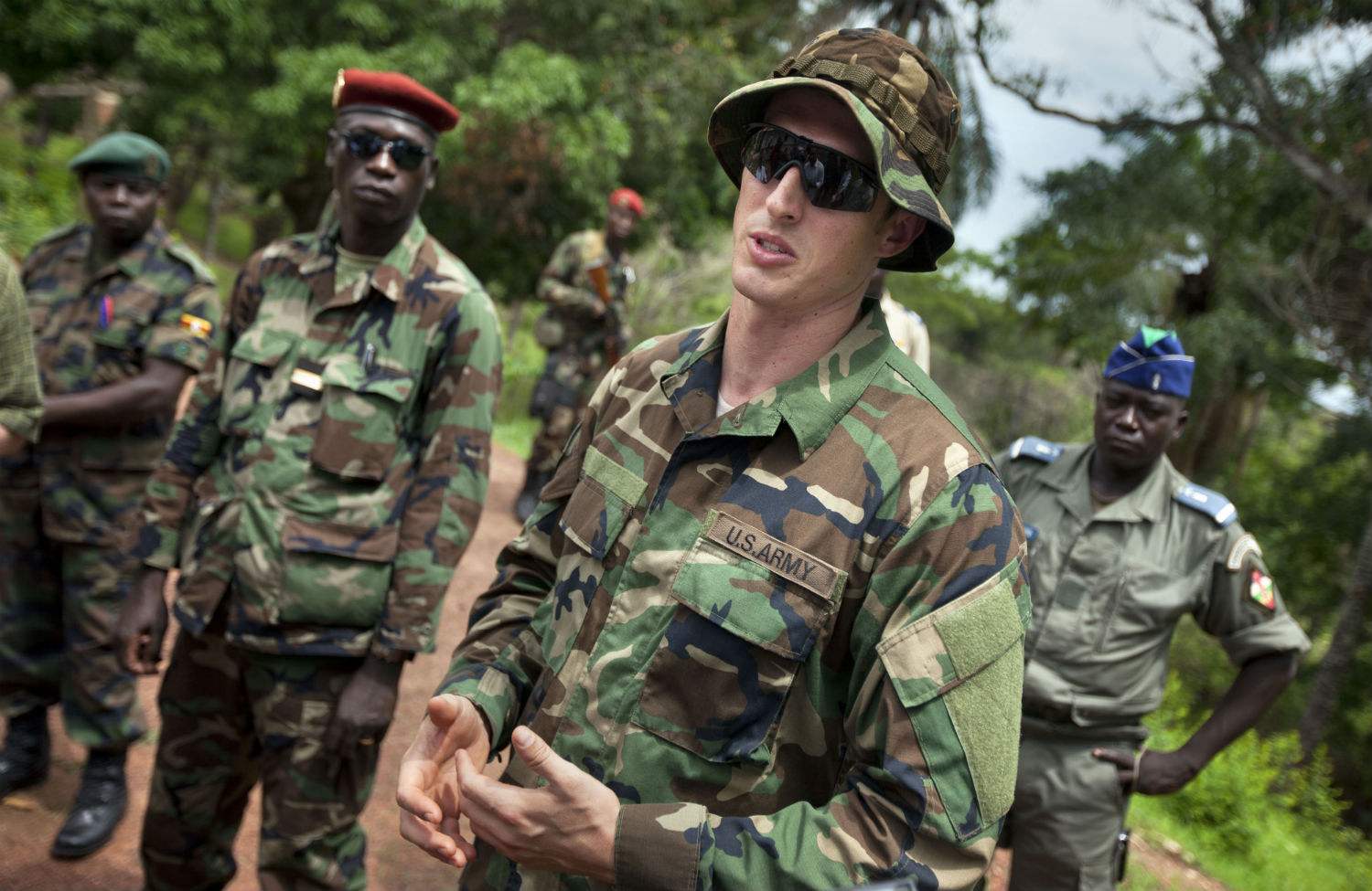US Army special forces with troops from the Central African Republic and Uganda, in Obo, Central African Republic. (AP Photo/Ben Curtis)