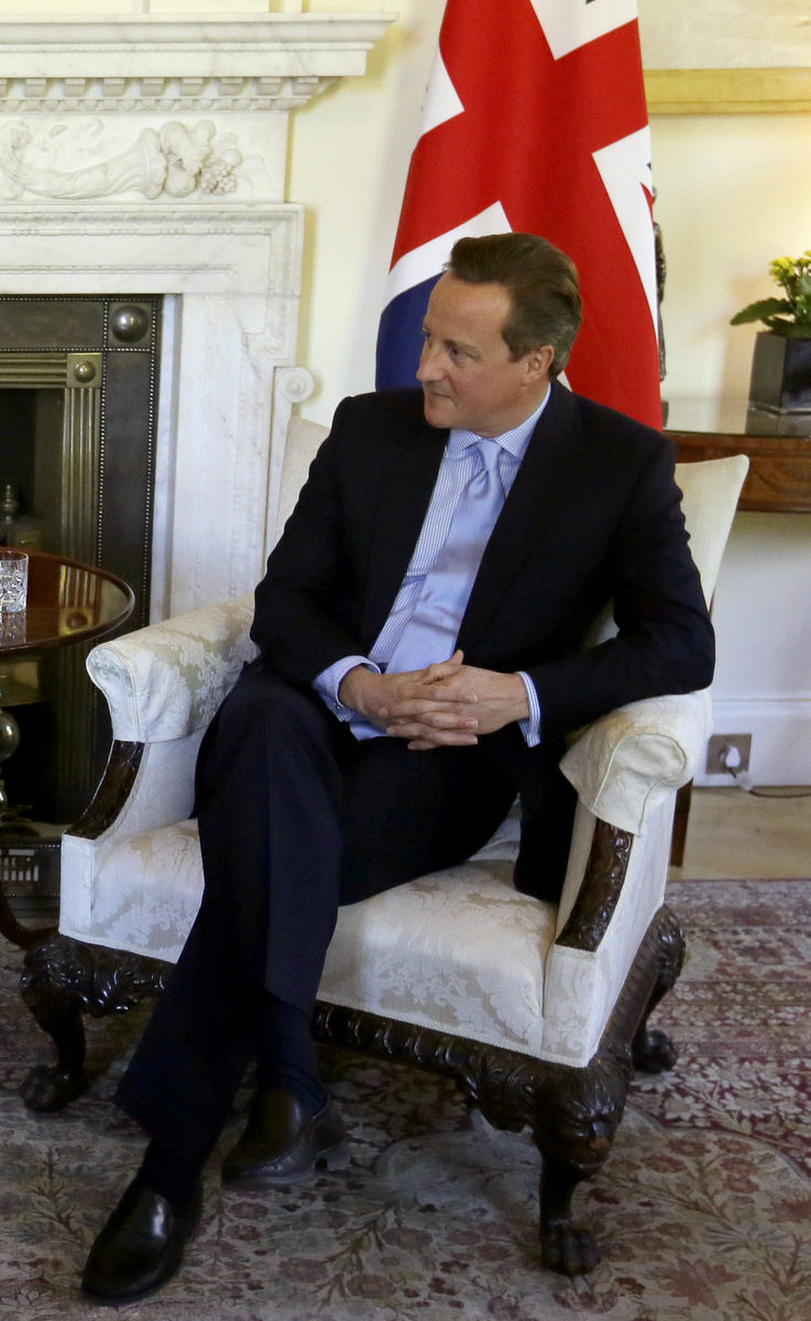 British Prime Minister David Cameron at 10 Downing Street in London, Friday Oct. 9, 2015. (AP Photo/Tim Ireland)