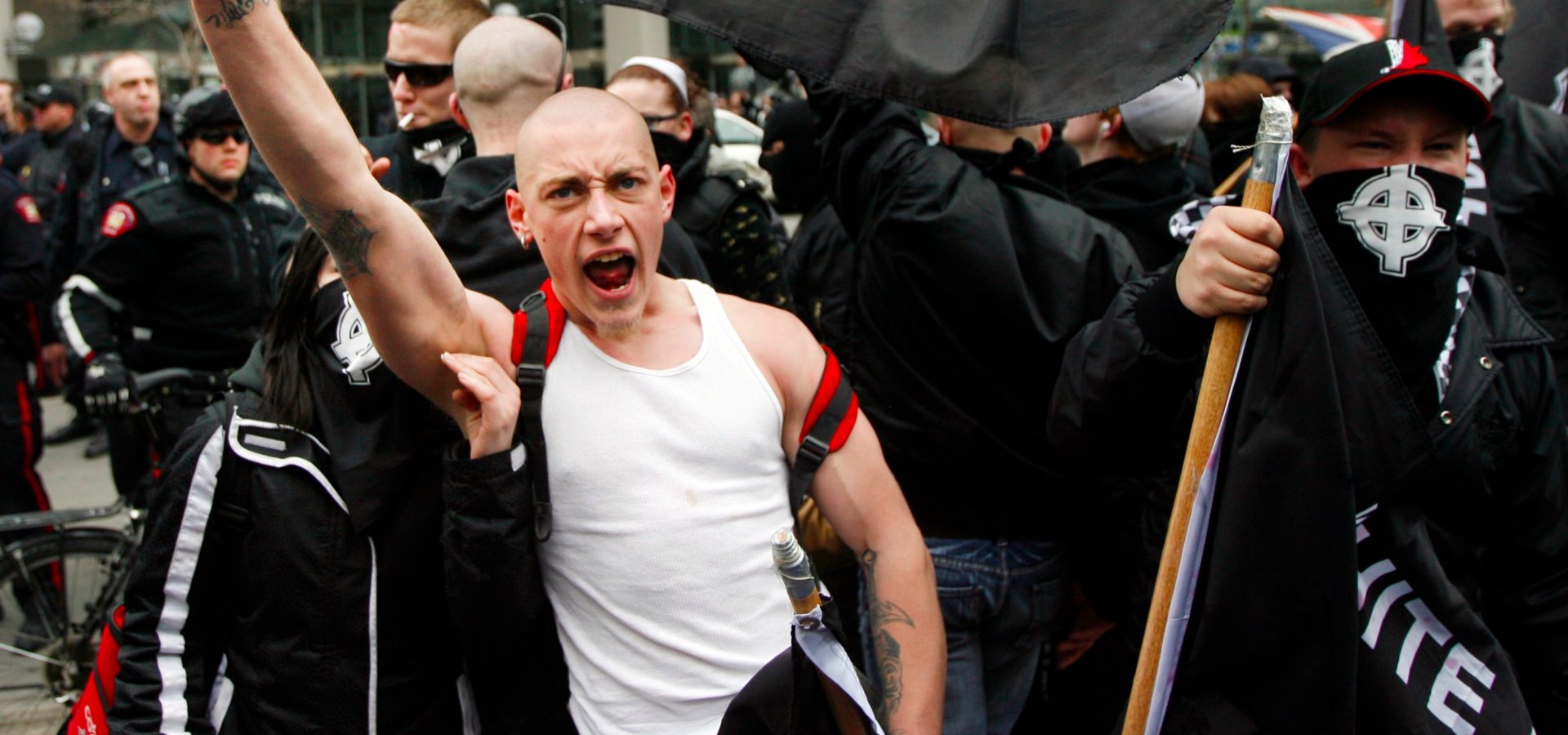 Neo-Nazi 'White Pride' group to rally in Manchester City Centre, UK.