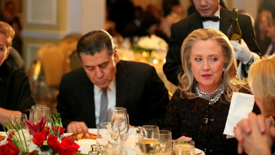 Hillary Clinton wrote a letter to Haim Saban (left), the biggest giver on the Democratic side, saying that she will be speaking out publicly against BDS, the boycott, divestment and sanctions campaign aimed at Israel, and will work “across party lines” to oppose it. –
