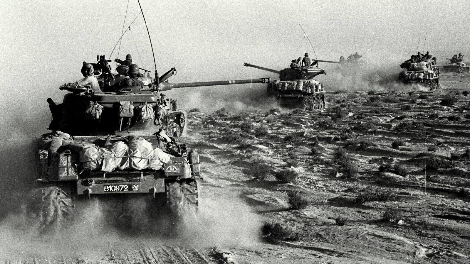 Israeli Sherman M4 tanks are seen moving towards the Sinai during Israel's invasion of the Sinai in the six day war of Israel, June 6, 1967. (AP Photo)