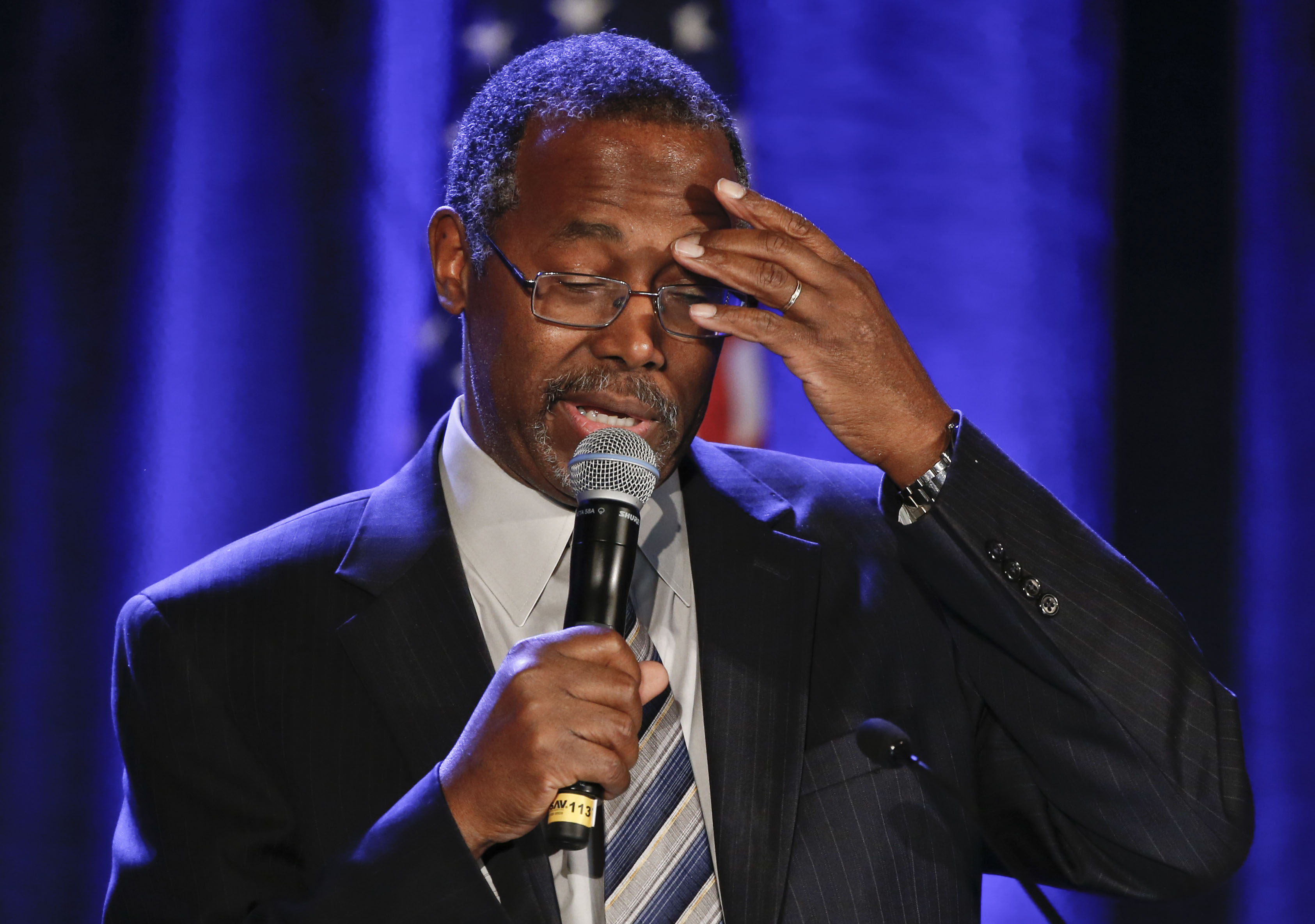 Dr. Ben Carson addresses the Republican National Committee luncheon Thursday, Jan. 15, 2015, in San Diego. (AP Photo/Lenny Ignelzi)