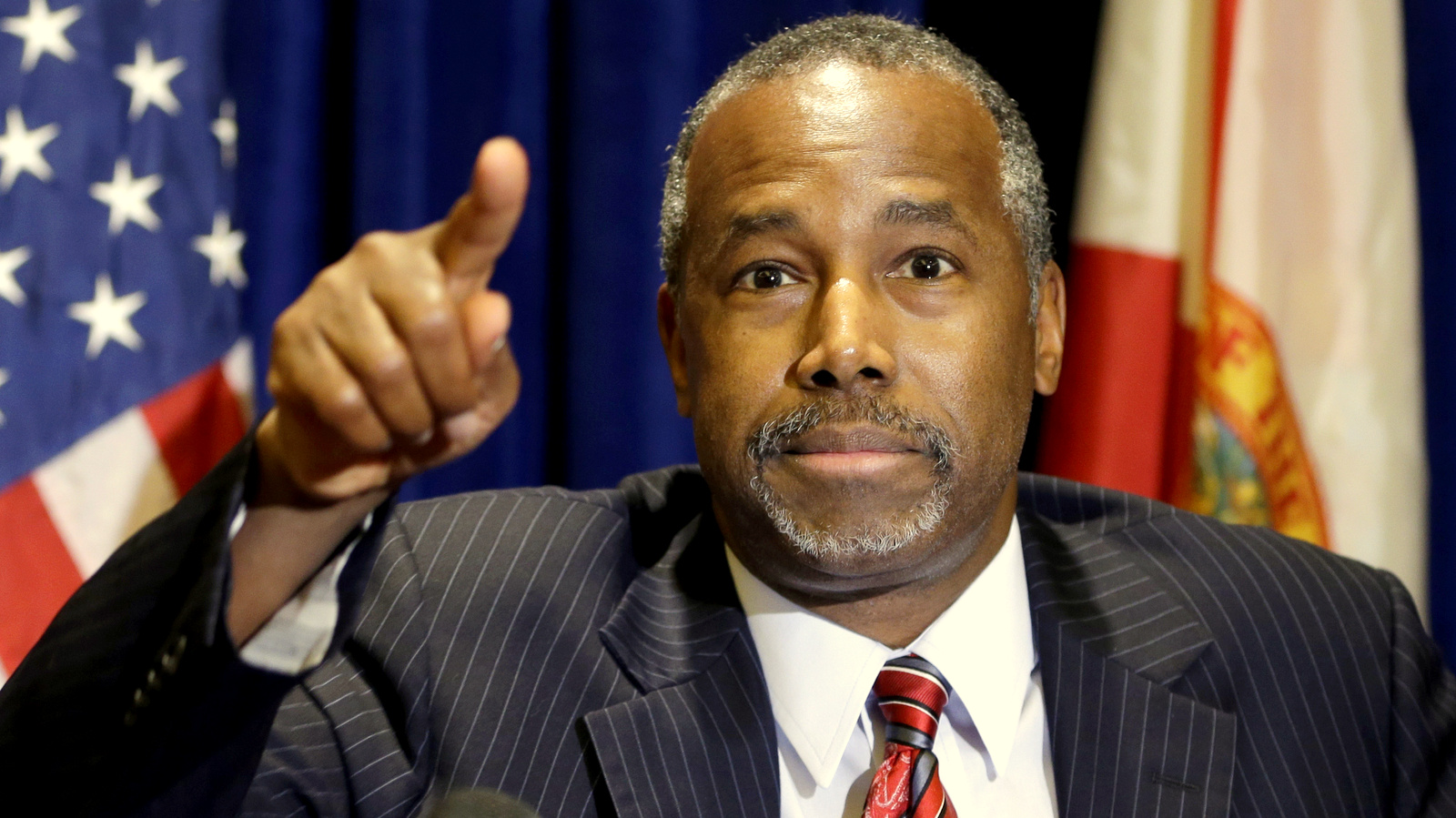 Republican presidential candidate Ben Carson speaks during a news conference, Friday, Nov. 6, 2015, in Palm Beach Gardens, Fla. (AP Photo/Alan Diaz)