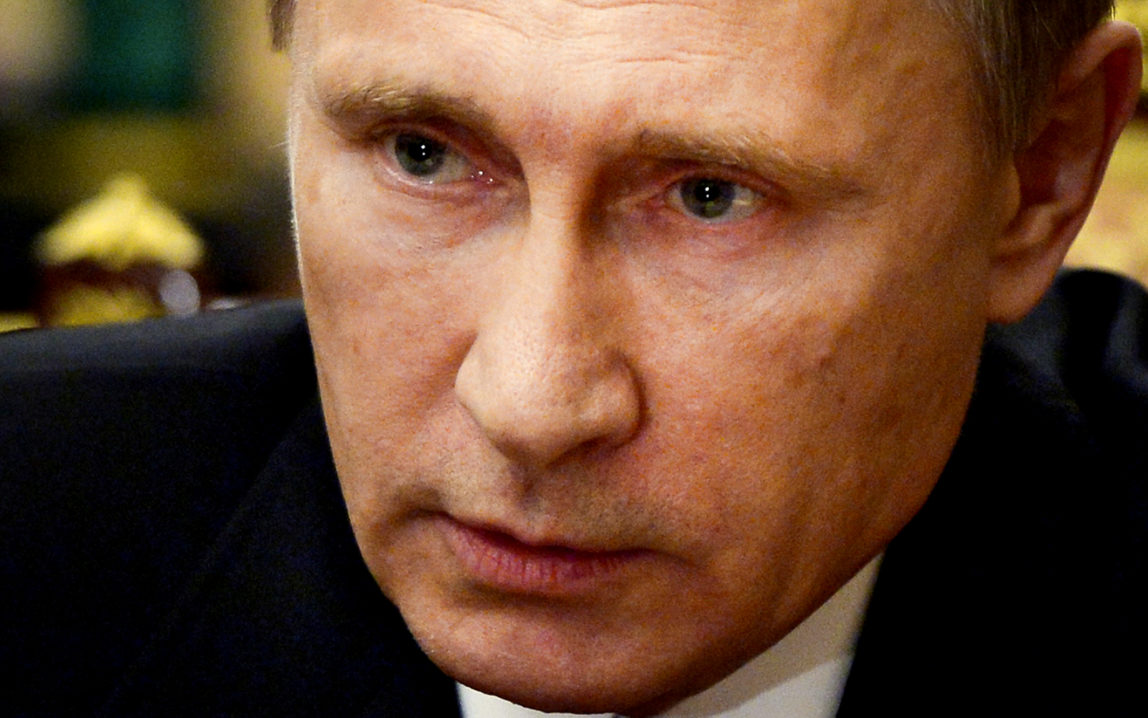 Russian President Vladimir Putin speaks as he heads a meeting on the Russian plane crash in Egypt, in Moscow's Kremlin, Russia, early Tuesday, Nov. 17, 2015. The head of Russia's FSB security service says the crash of the passenger plane in Egypt was the result of a 'terrorist' act. Alexander Bortnikov told Putin on Tuesday that a homemade explosive device blew up on the plane. All 224 people on board the plane, most of them Russian tourists, were killed in the Oct. 31 crash. (Alexei Nikolsky/SPUTNIK, Kremlin Pool Photo via AP)