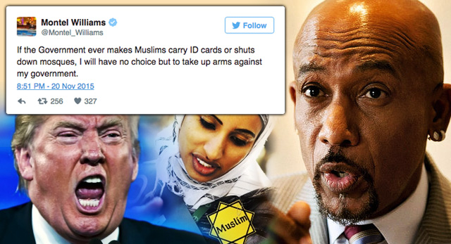 Montel Williams tweeted that he would take up arms against the government if the U.S. mandates a Muslim ID or database. (#Op309 Media)