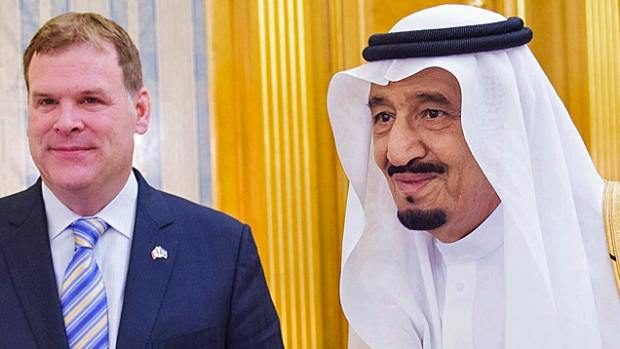 Former Conservative foreign affairs minister John Baird meets then Crown Prince Salman bin Abdulaziz Al Saud in Jiddah in October 2014, just three months before Salman would become king. (The Associated Press)