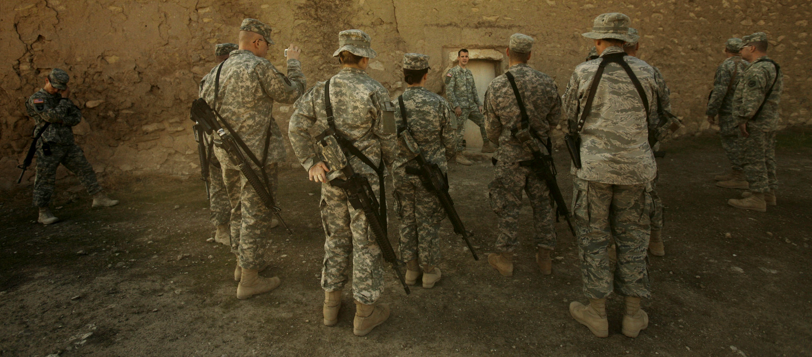 U.S. Army soldiers tour St. Elijah's Monastery on Forward Operating Base Marez on the outskirts of Mosul, 360 kilometers (225 miles) northwest of Baghdad, Iraq. (AP Photo/Maya Alleruzzo,)